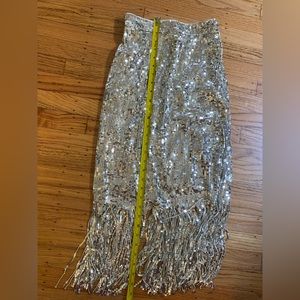 High waisted sequin skirt with fringe